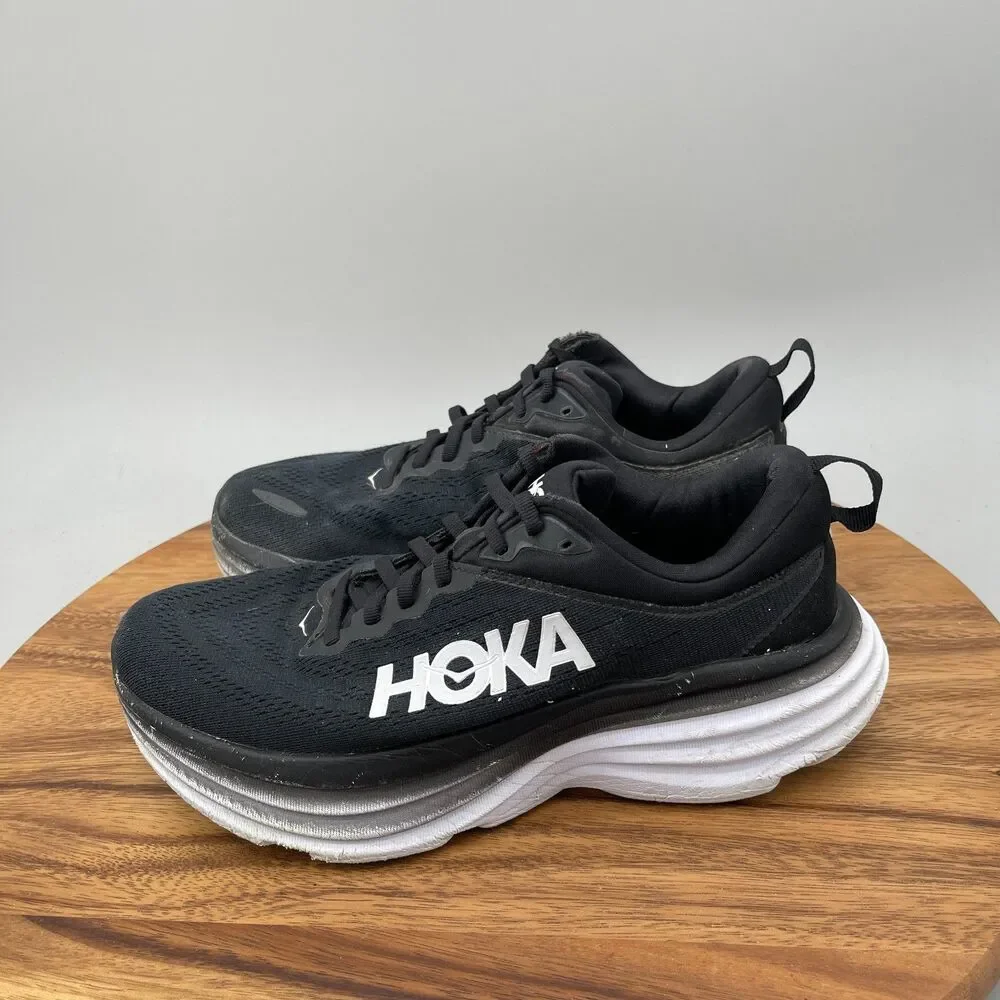 Hoka One One Bondi 8 Shoes Womens Size 8.5 D Black Running Comfort Walking Gym